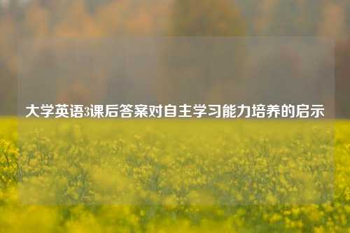 大学英语3课后答案对自主学习能力培养的启示