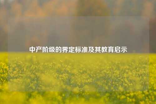 中产阶级的界定标准及其教育启示