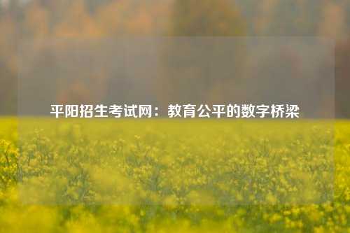 平阳招生考试网：教育公平的数字桥梁