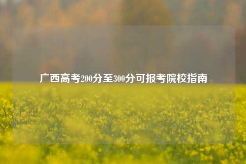 广西高考200分至300分可报考院校指南