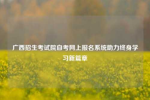 广西招生考试院自考网上报名系统助力终身学习新篇章