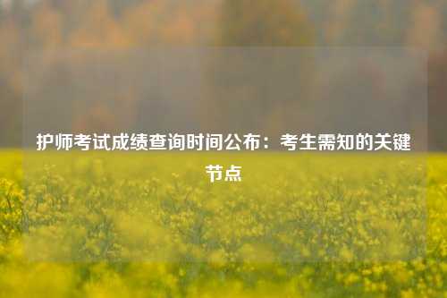 护师考试成绩查询时间公布：考生需知的关键节点